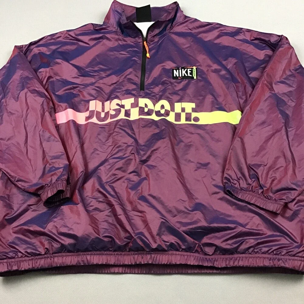 Nike Golf Jacket Men Extra Large Purple Iridescent 1/4 Zip Just Do It Patch XL